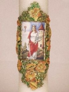Święta Barbara, olejowa świeca 30cm/8cm, D-19